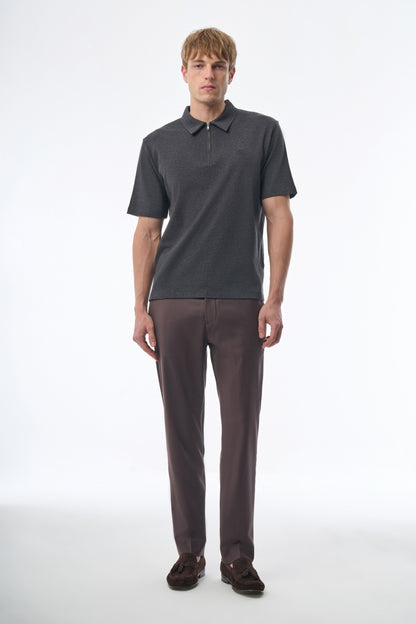 Megusta Wool Melange Fine Piquet Zip-up Polo