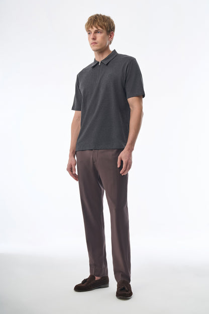 Megusta Wool Melange Fine Piquet Zip-up Polo