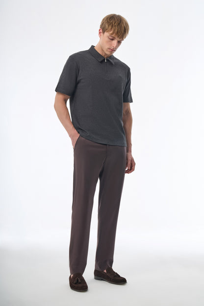 Megusta Wool Melange Fine Piquet Zip-up Polo