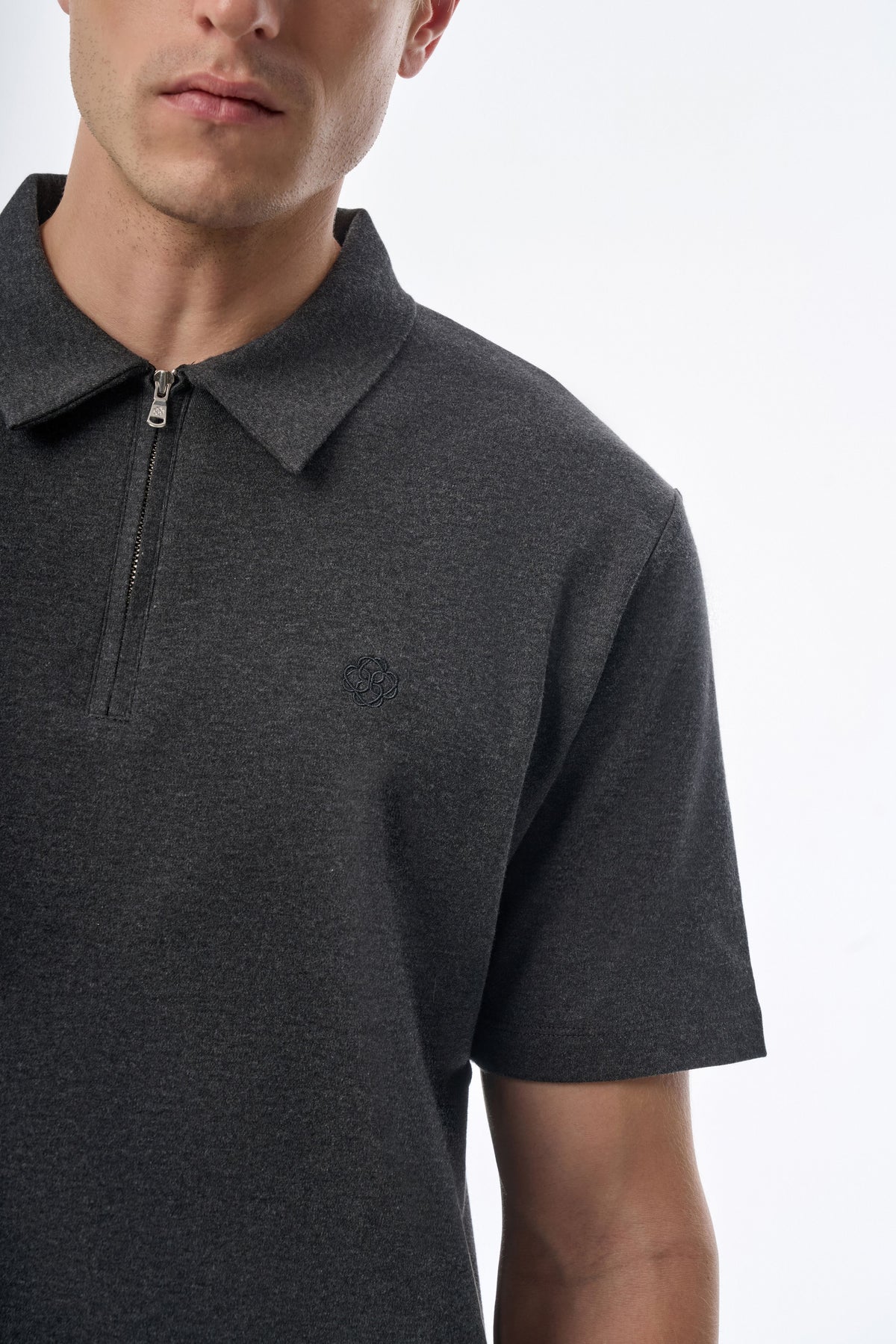 Megusta Wool Melange Fine Piquet Zip-up Polo
