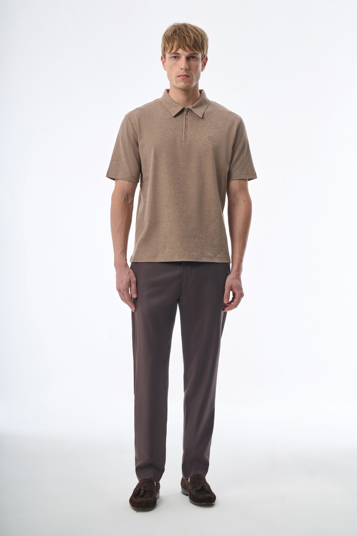 Megusta Wool Melange Fine Piquet Zip-up Polo