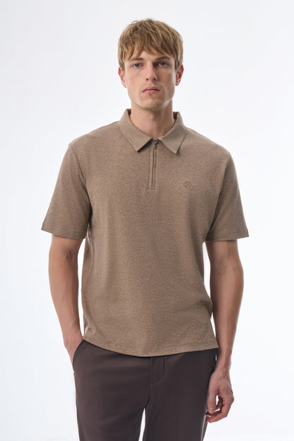 Megusta Wool Melange Fine Piquet Zip-up Polo