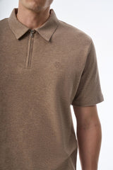 Megusta Wool Melange Fine Piquet Zip-up Polo