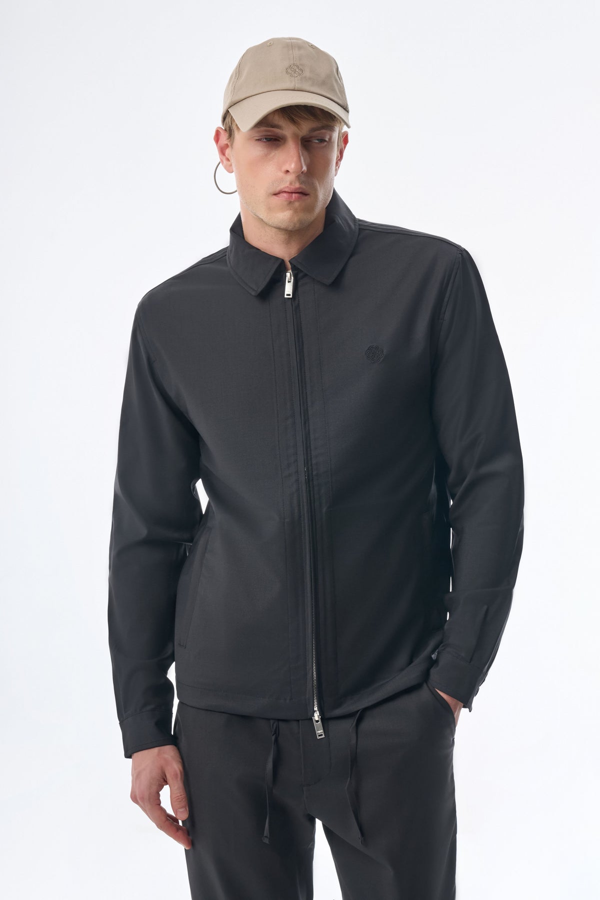 Megusta Wool Logo Detailed Zipped Jacket