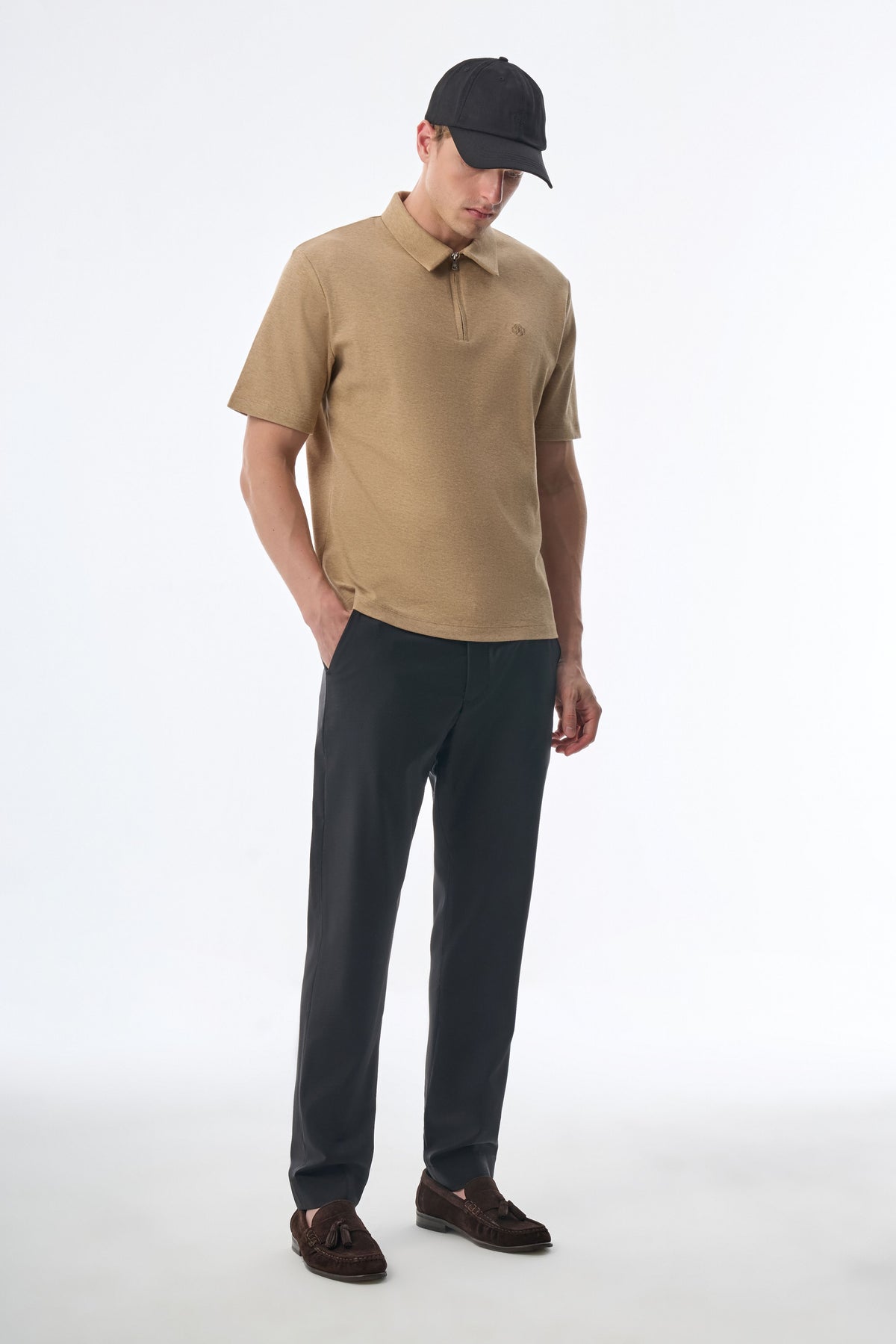 Megusta Wool Melange Fine Piquet Zip-up Polo