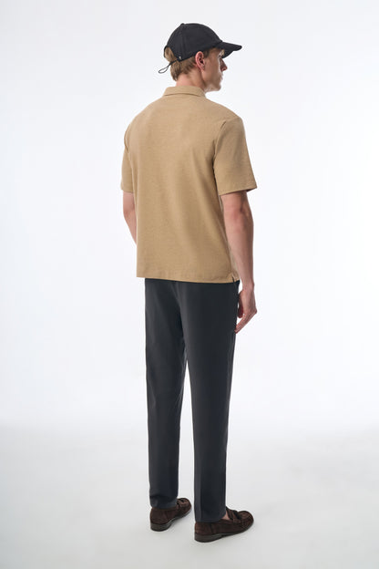 Megusta Wool Melange Fine Piquet Zip-up Polo