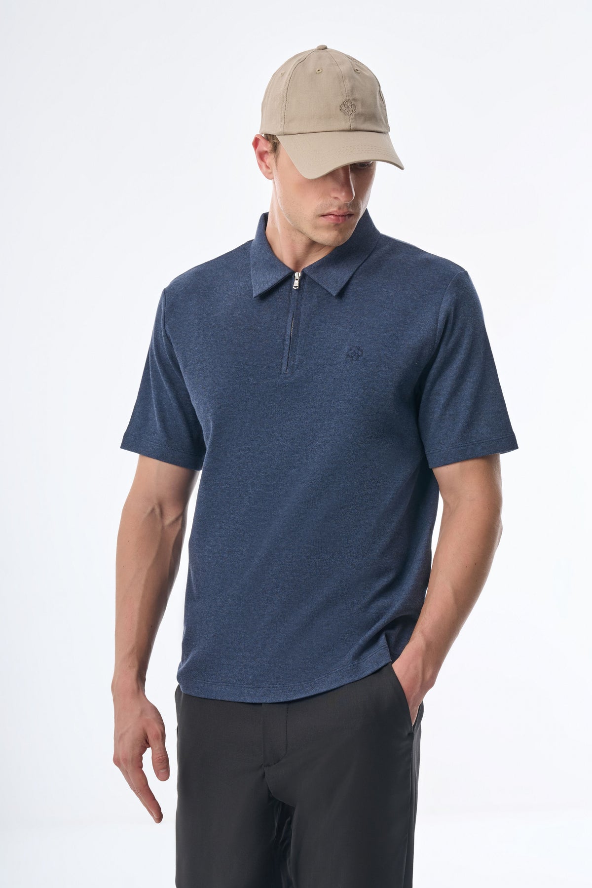 Megusta Wool Melange Fine Piquet Zip-up Polo