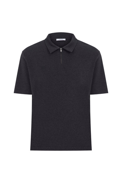 Megusta Wool Melange Fine Piquet Zip-up Polo